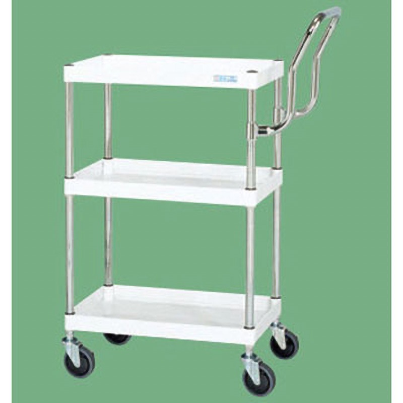 CSP-6083HTSEW CSパールワゴン(中量取手ハイタイプ/サイレントエラストマー車/H880/3段) サカエ パールホワイト 間口600mm奥行400mm  CSP-6083HTSEW 24,735円