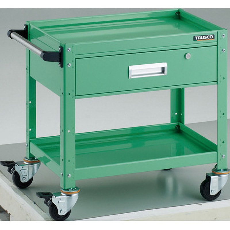 BDW-662Y-YG バーディワゴン 深型1段引出付 TRUSCO 2段 ヤンググリーン色 奥行400mm高さ40mm  BDW-662Y-YG