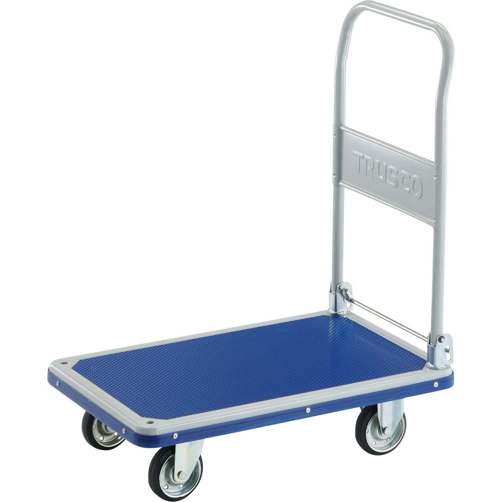 201N-LH プレス製運搬車ドンキーカート(折りたたみハンドルタイプ) TRUSCO スチール製 ゴム車輪 荷台寸法810×510mm  201N-LH