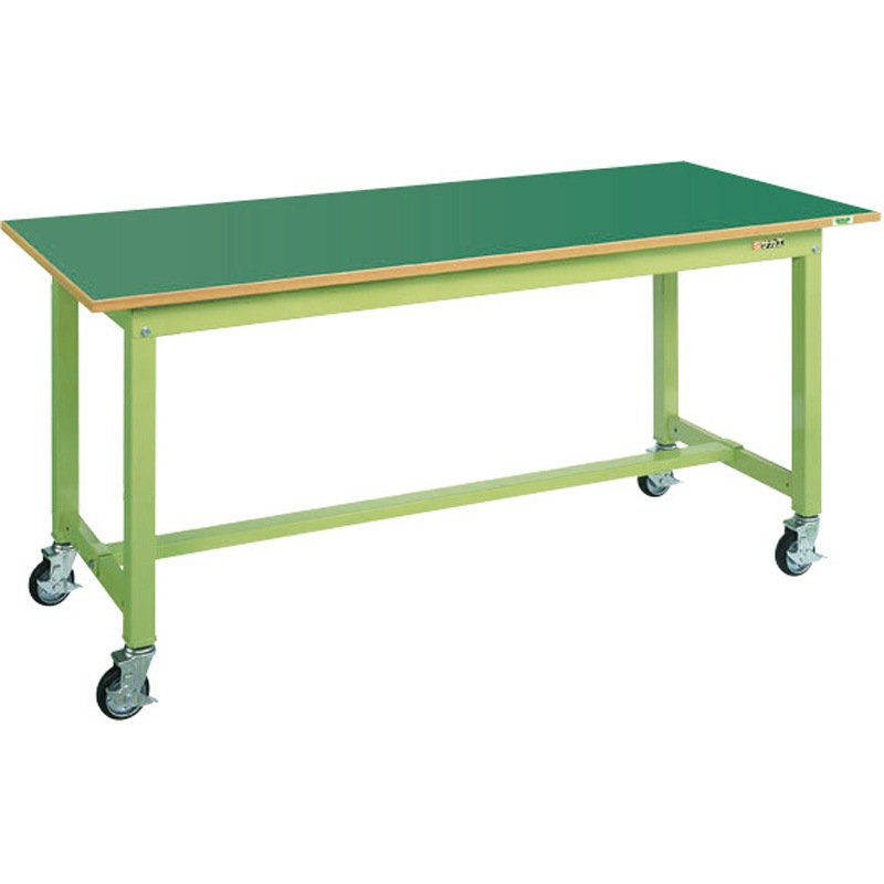 KT-693FENB 中量作業台(KTタイプ/耐荷重300kg/サカエリューム天板/H825/キャスター付) サカエ グリーン 対応 グリーン 間口1800mm奥行750mm  KT-693FENB