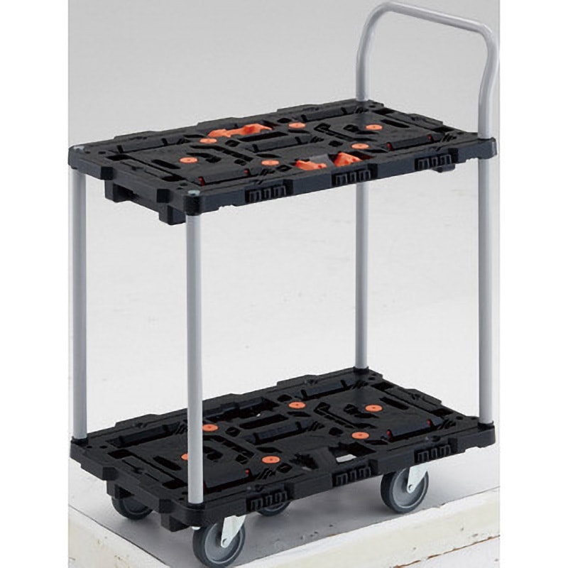 BT724J5-E100T 連結型樹脂製台車ビートル 2段式オール自在タイプ(ハンドル・とめたろう付) TRUSCO 樹脂(PP)再生材100%製 ブラック色 荷台幅450mm荷台奥行700mm  BT724J5-E100T 17,985円