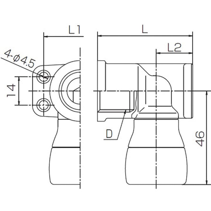 718013-13-1/2 QSジョイントクリア 座付エルボ 横型 前澤給装工業 呼び径13A - 【通販モノタロウ】