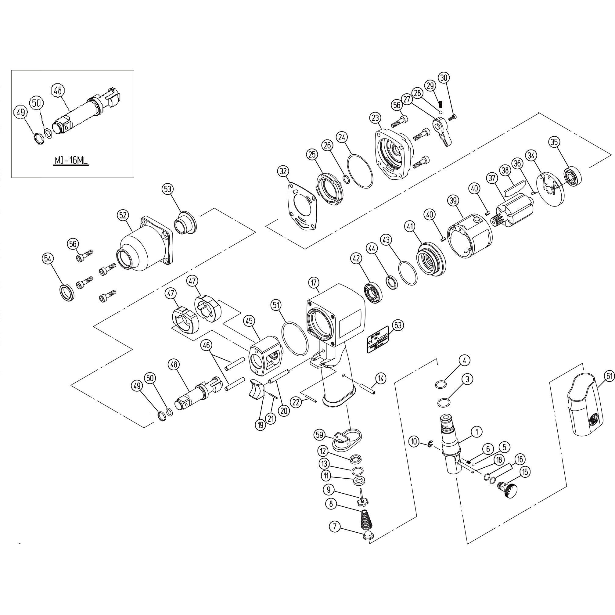 43-17-08-50C 部品 エアインパクトレンチ MI16M、MI16ML 東空販売 部品名称アンビルシヤンクL(RH)CP(NO.48～50)   43-17-08-50C