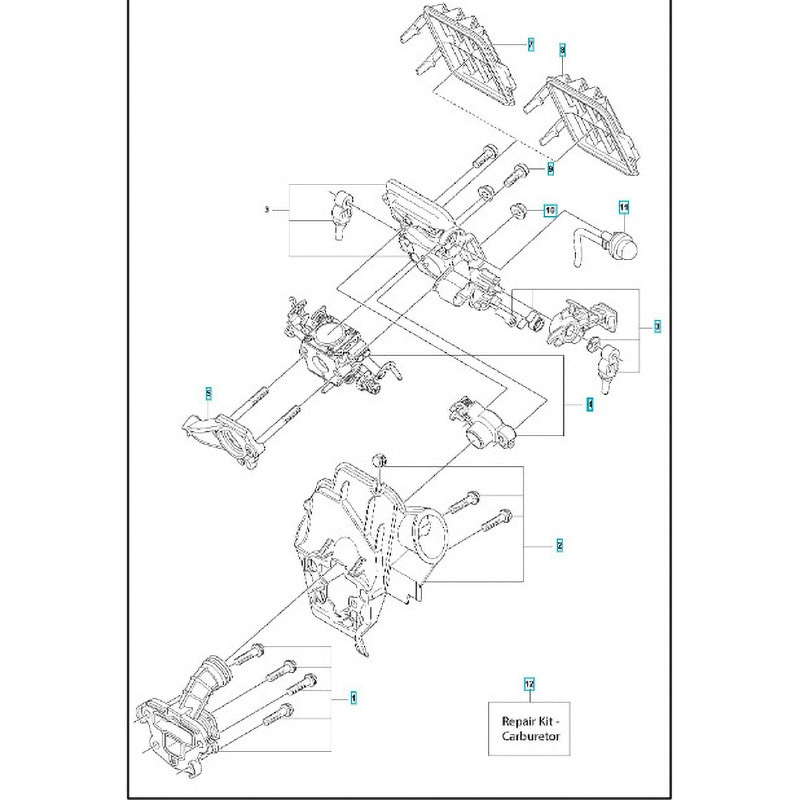 ハスクバーナ エンジンチェーンソー 135 Mark II 部品 キャブレタおよびエアフィルター 部品名称CARBURETTOR KIT