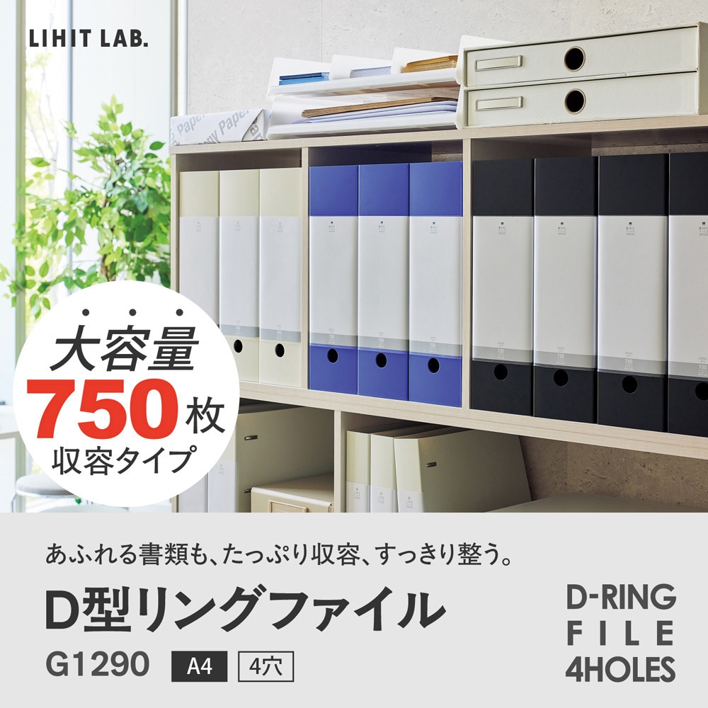G1290-24 リクエスト D型リングファイル A4 リヒトラブ 黒色 G1290-24