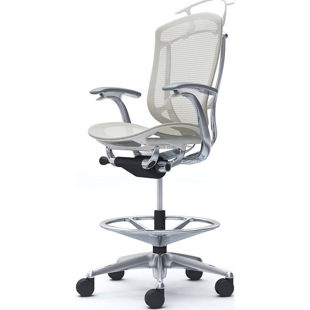 CC42HW FPG2 コンテッサセコンダ，固定肘，座メッシュ，ハイチェア，ポリッシュ，ホワイト，ランバー無ハンガー付 1脚 オカムラ(岡村製作所) 【通販モノタロウ】