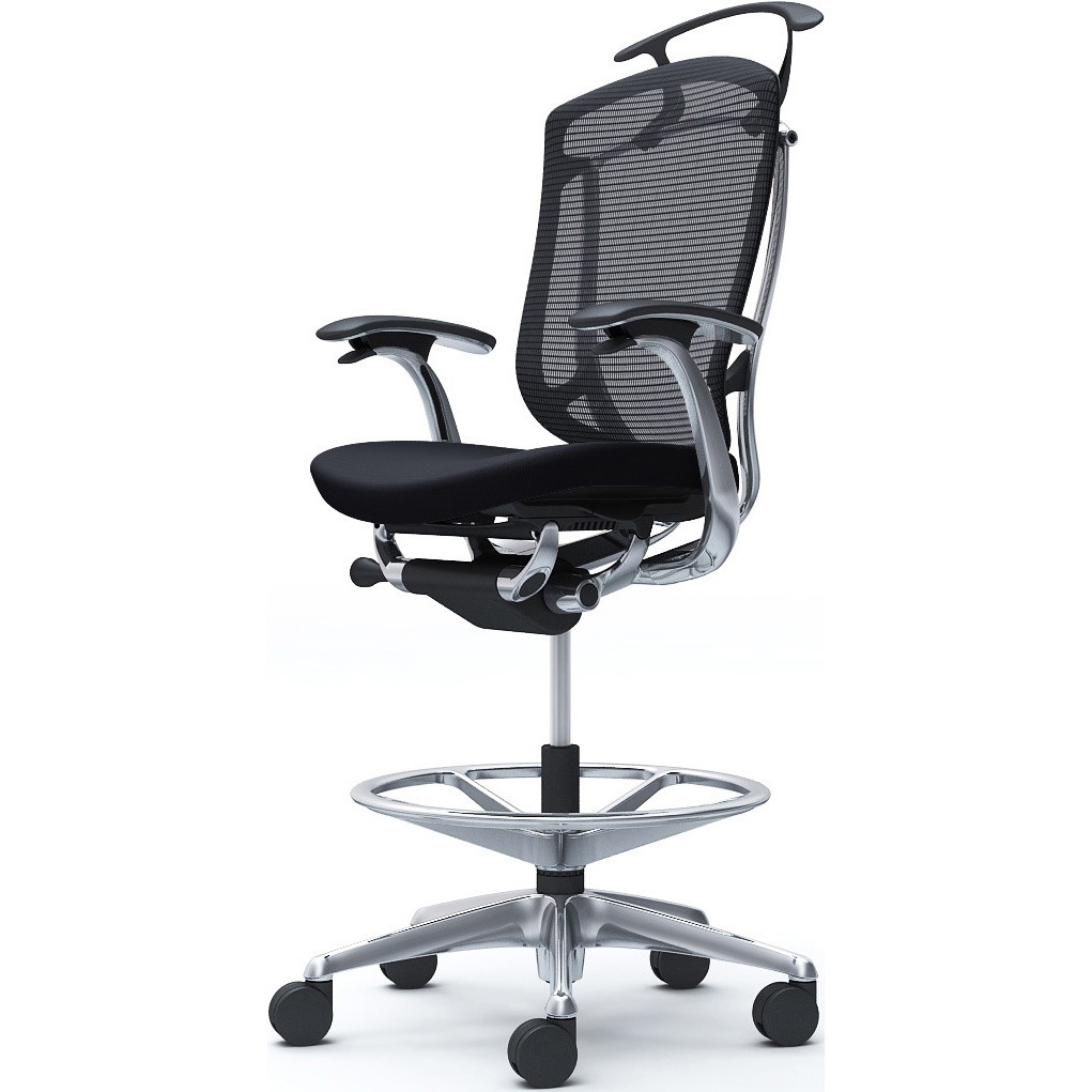 CC44HR FPC1 コンテッサセコンダ，固定肘，座クッション，ハイチェア，ポリッシュ，ブラック，ランバー無ハンガー付 1脚 オカムラ(岡村製作所) 【通販モノタロウ】