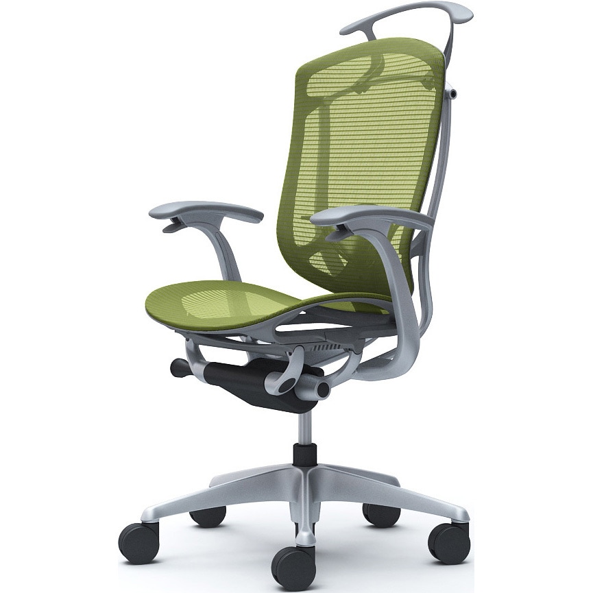 CC42YE FPG5 コンテッサセコンダ、固定肘、ハイバック、座メッシュ、ハンガー付、ランバー付、グレーB、シルバー、脚シルバー、ウレタン 1脚 オカムラ(岡村製作所) 【通販モノタロウ】 104,390円