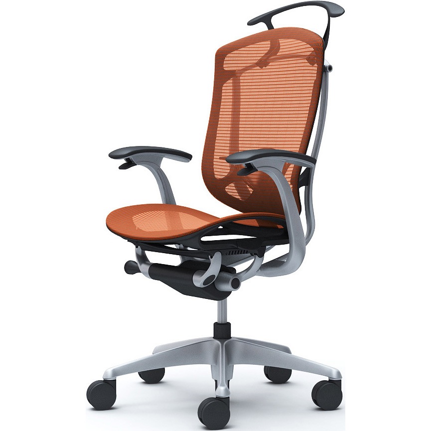 CC42YS FPH8 コンテッサセコンダ、固定肘、ハイバック、座メッシュ、ハンガー付、ランバー付、ブラックB、シルバー、脚シルバー、ウレタン 1脚 オカムラ(岡村製作所) 【通販モノタロウ】