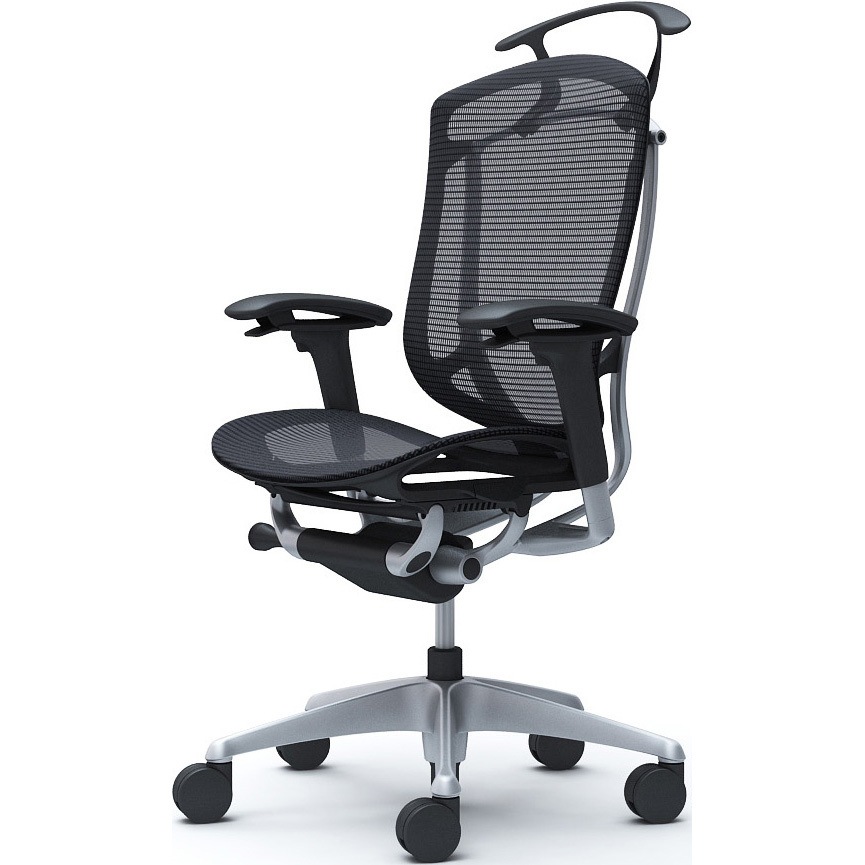 CC82YR FPG1 コンテッサセコンダ、可動肘、ハイバック、座メッシュ、ハンガー付、ランバー無、ブラックB、シルバー、脚シルバー、ウレタン 1脚 オカムラ(岡村製作所) 【通販モノタロウ】
