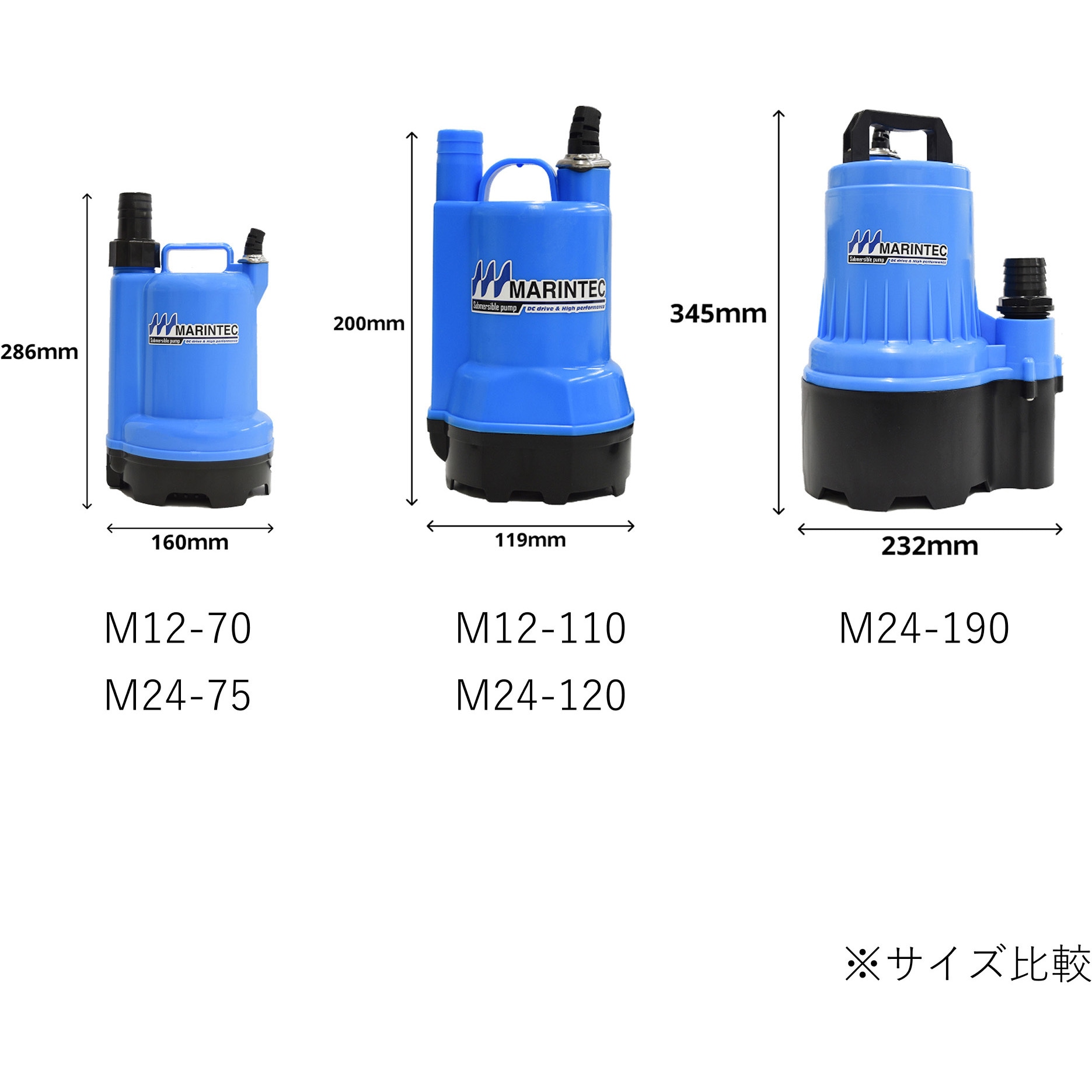 M12-70 オリジナル 水中ポンプ 極性あり マリンテック 電圧12V 1式
