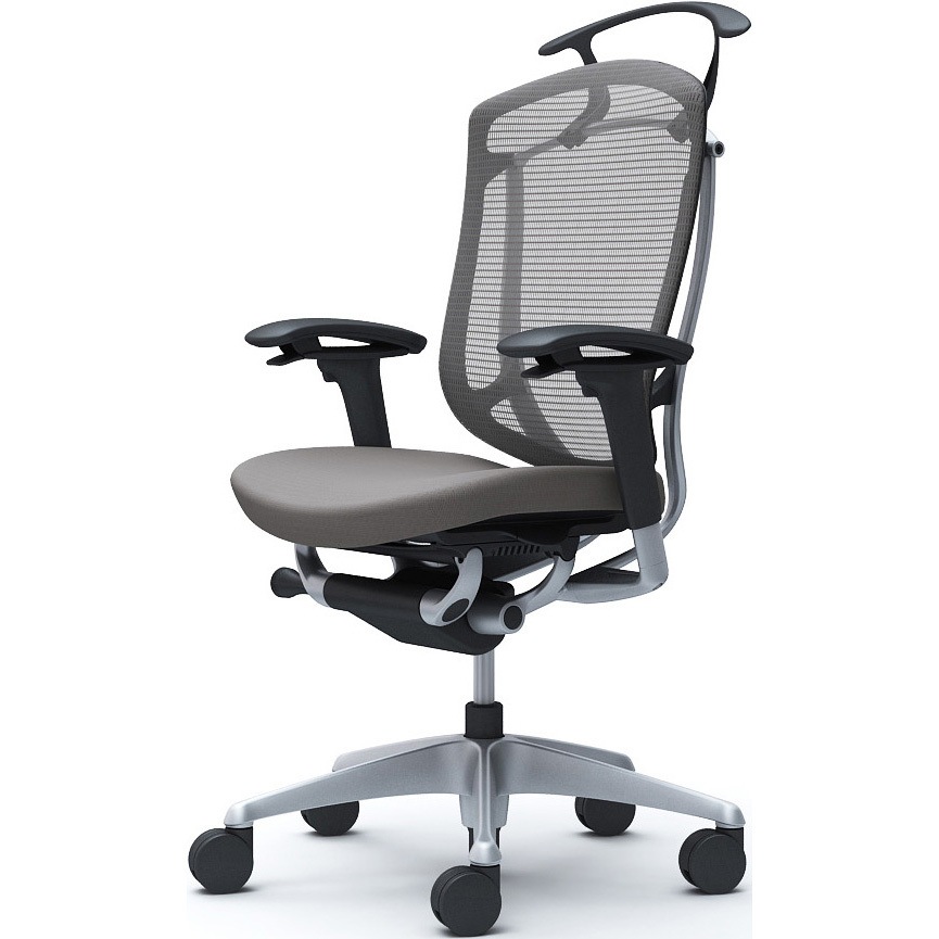 CC84YR FPD2 コンテッサセコンダ、可動肘、ハイバック、座クッション、ハンガー付、ランバー無、ブラックB、シルバー、脚シルバー、ウレタン 1脚 オカムラ(岡村製作所) 【通販モノタロウ】