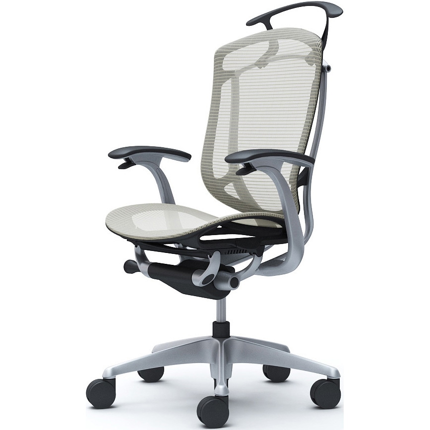CC42YR FPG2 コンテッサセコンダ、固定肘、ハイバック、座メッシュ、ハンガー付、ランバー無、ブラックB、シルバー、脚シルバー、ウレタン 1脚 オカムラ(岡村製作所) 【通販モノタロウ】