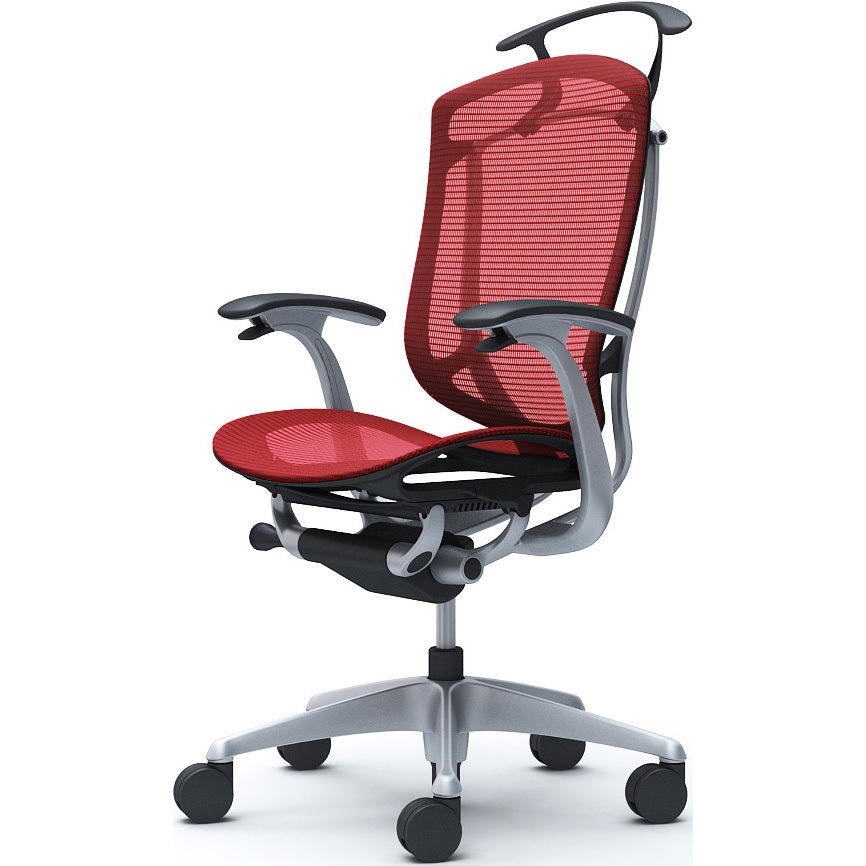 CC42YR FPG9 コンテッサセコンダ、固定肘、ハイバック、座メッシュ、ハンガー付、ランバー無、ブラックB、シルバー、脚シルバー、ウレタン 1脚 オカムラ(岡村製作所) 【通販モノタロウ】