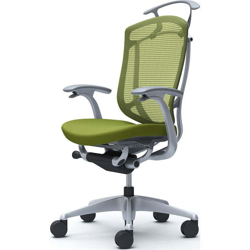 CC44YA FPC5 コンテッサセコンダ、固定肘、ハイバック、座クッション、ハンガー付、ランバー無、グレーB、シルバー、脚シルバー、ウレタン 1脚 オカムラ(岡村製作所) 【通販モノタロウ】