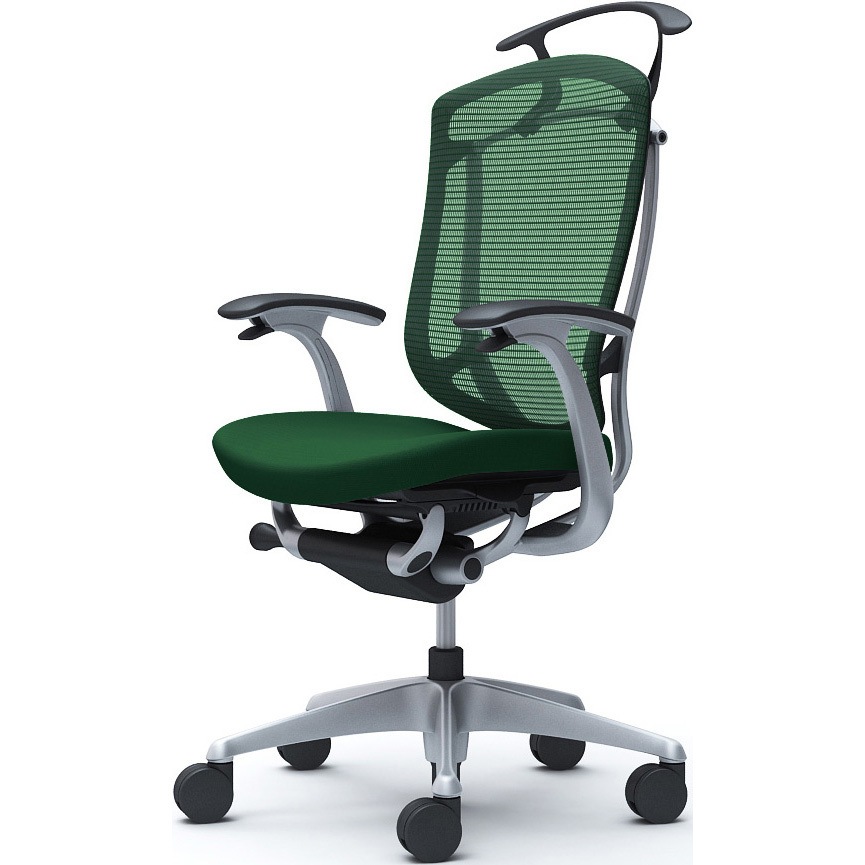 CC44YR FPD5 コンテッサセコンダ、固定肘、ハイバック、座クッション、ハンガー付、ランバー無、ブラックB、シルバー、脚シルバー、ウレタン 1脚 オカムラ(岡村製作所) 【通販モノタロウ】