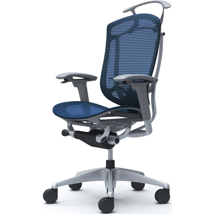 CC82YE FPG4 コンテッサセコンダ、可動肘、ハイバック、座メッシュ、ハンガー付、ランバー付、グレーB、シルバー、脚シルバー、ウレタン 1脚 オカムラ(岡村製作所) 【通販モノタロウ】