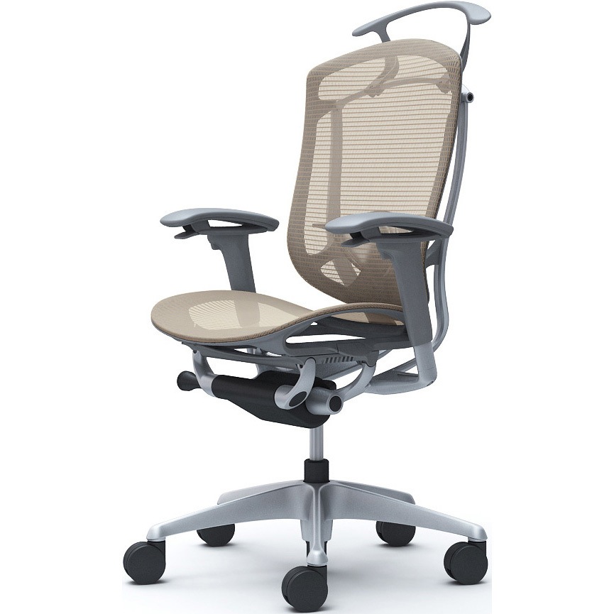 CC82YE FPG7 コンテッサセコンダ、可動肘、ハイバック、座メッシュ、ハンガー付、ランバー付、グレーB、シルバー、脚シルバー、ウレタン 1脚 オカムラ(岡村製作所) 【通販モノタロウ】