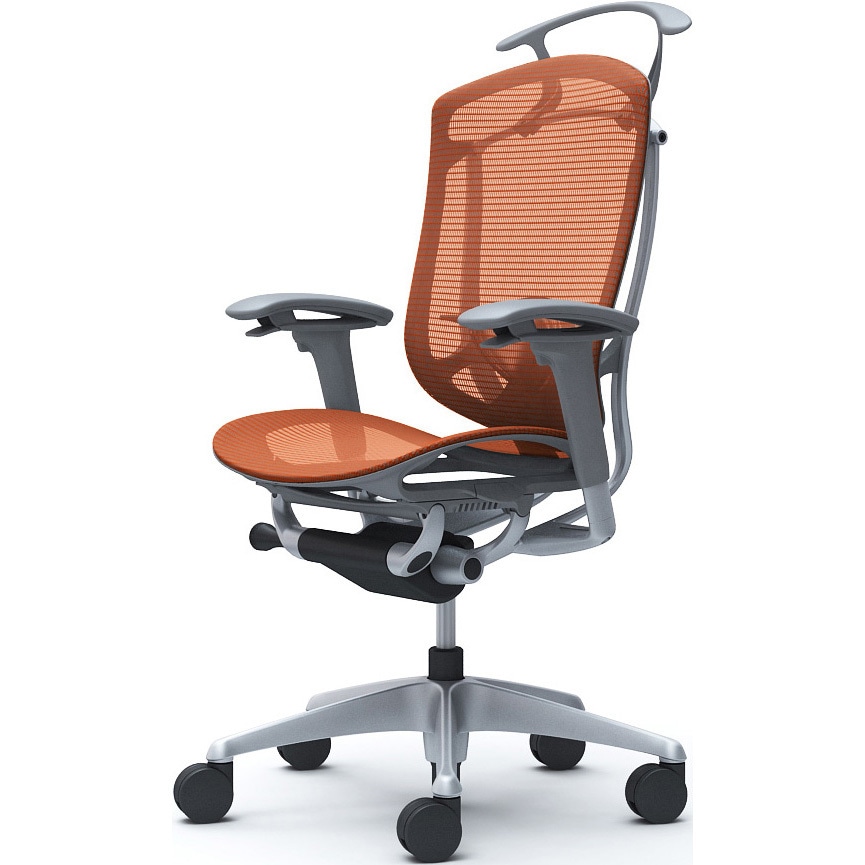 CC82YE FPH8 コンテッサセコンダ、可動肘、ハイバック、座メッシュ、ハンガー付、ランバー付、グレーB、シルバー、脚シルバー、ウレタン 1脚 オカムラ(岡村製作所) 【通販モノタロウ】