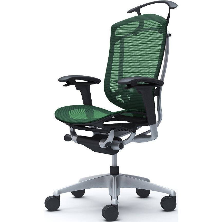 CC82YS FPH5 コンテッサセコンダ、可動肘、ハイバック、座メッシュ、ハンガー付、ランバー付、ブラックB、シルバー、脚シルバー、ウレタン 1脚 オカムラ(岡村製作所) 【通販モノタロウ】