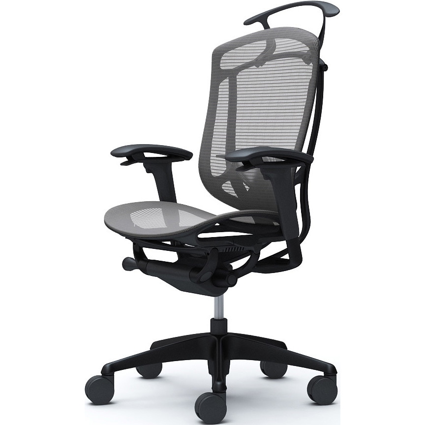 CC82ZS FPH2 コンテッサセコンダ、可動肘、ハイバック、座メッシュ、ハンガー付、ランバー付、ブラックB、ブラック、脚ブラック、ウレタン 1脚 オカムラ(岡村製作所) 【通販モノタロウ】