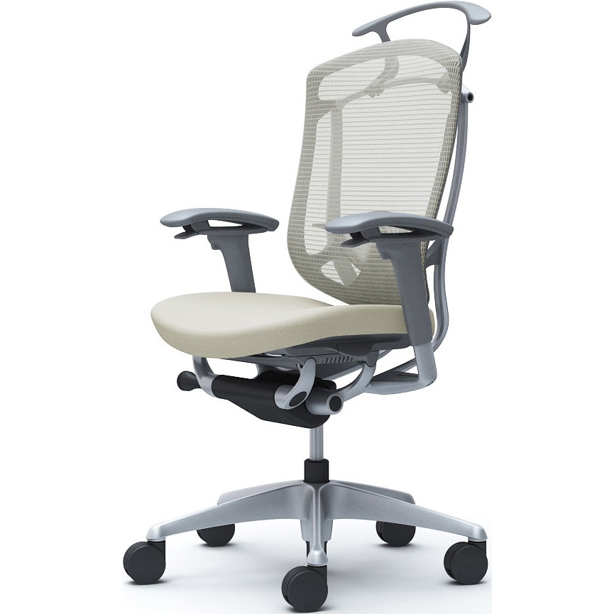 CC84YE FPC2 コンテッサセコンダ、可動肘、ハイバック、座クッション、ハンガー付、ランバー付、グレーB、シルバー、脚シルバー、ウレタン 1脚 オカムラ(岡村製作所) 【通販モノタロウ】