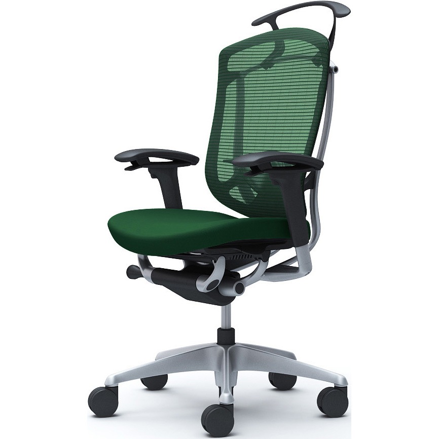 CC84YS FPD5 コンテッサセコンダ、可動肘、ハイバック、座クッション、ハンガー付、ランバー付、ブラックB、シルバー、脚シルバー、ウレタン 1脚 オカムラ(岡村製作所) 【通販モノタロウ】