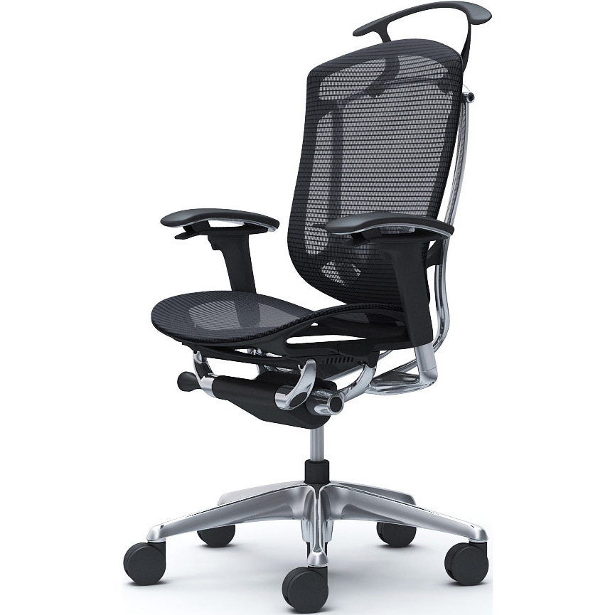 CC82XS FPG1 コンテッサセコンダ、可動肘、ハイバック、座メッシュ、ハンガー付、ランバー付、ブラックB、ポリッシュ、脚ポリッシュ、ウレタン 1脚 オカムラ(岡村製作所) 【通販モノタロウ】 219,800円