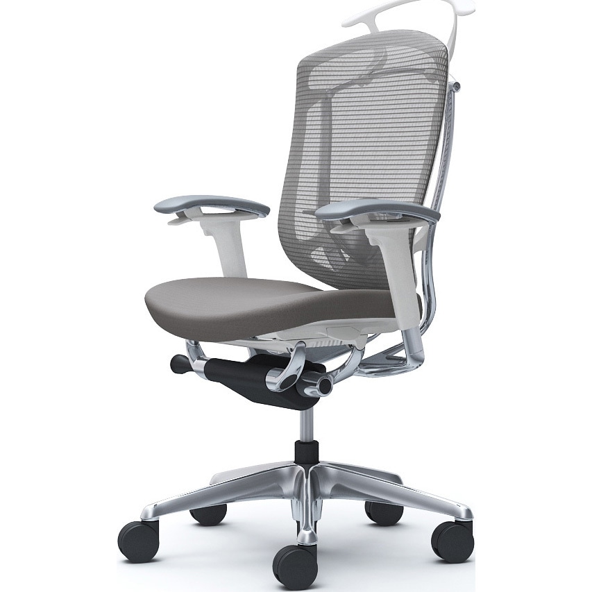 CC84XZ FPD2 コンテッサセコンダ、可動肘、ハイバック、座クッション、ハンガー付、ランバー付、ホワイトB、ポリッシュ、脚ポリッシュ、ウレタン 1脚 オカムラ(岡村製作所) 【通販モノタロウ】