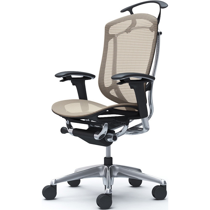 CC82XR FPG7 コンテッサセコンダ、可動肘、ハイバック、座メッシュ、ハンガー付、ランバー無、ブラックB、ポリッシュ、脚ポリッシュ、ウレタン 1脚 オカムラ(岡村製作所) 【通販モノタロウ】