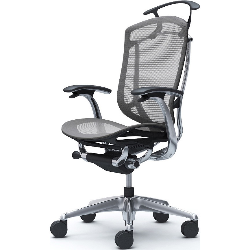 CC42XR FPH2 コンテッサセコンダ、固定肘、ハイバック、座メッシュ、ハンガー付、ランバー無、ブラックB、ポリッシュ、脚ポリッシュ、ウレタン 1脚 オカムラ(岡村製作所) 【通販モノタロウ】