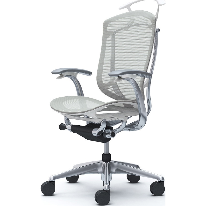 CC42XW FPG3 コンテッサセコンダ、固定肘、ハイバック、座メッシュ、ハンガー付、ランバー無、ホワイトB、ポリッシュ、脚ポリッシュ、ウレタン 1脚 オカムラ(岡村製作所) 【通販モノタロウ】