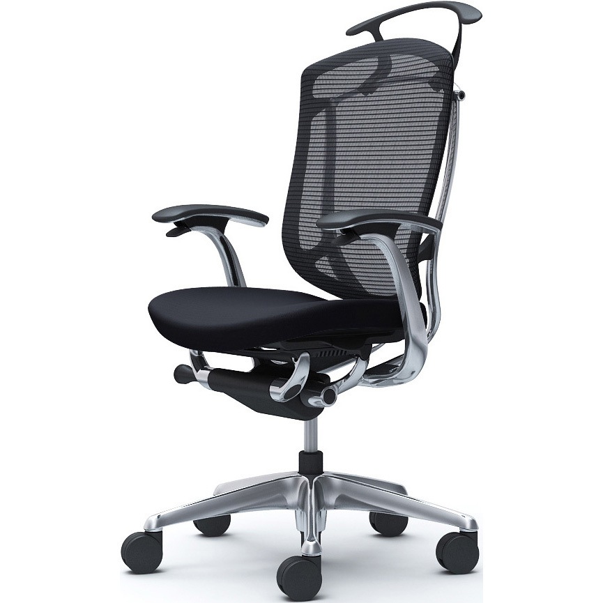 CC44XR FPC1 コンテッサセコンダ、固定肘、ハイバック、座クッション、ハンガー付、ランバー無、ブラックB、ポリッシュ、脚ポリッシュ、ウレタン 1脚 オカムラ(岡村製作所) 【通販モノタロウ】