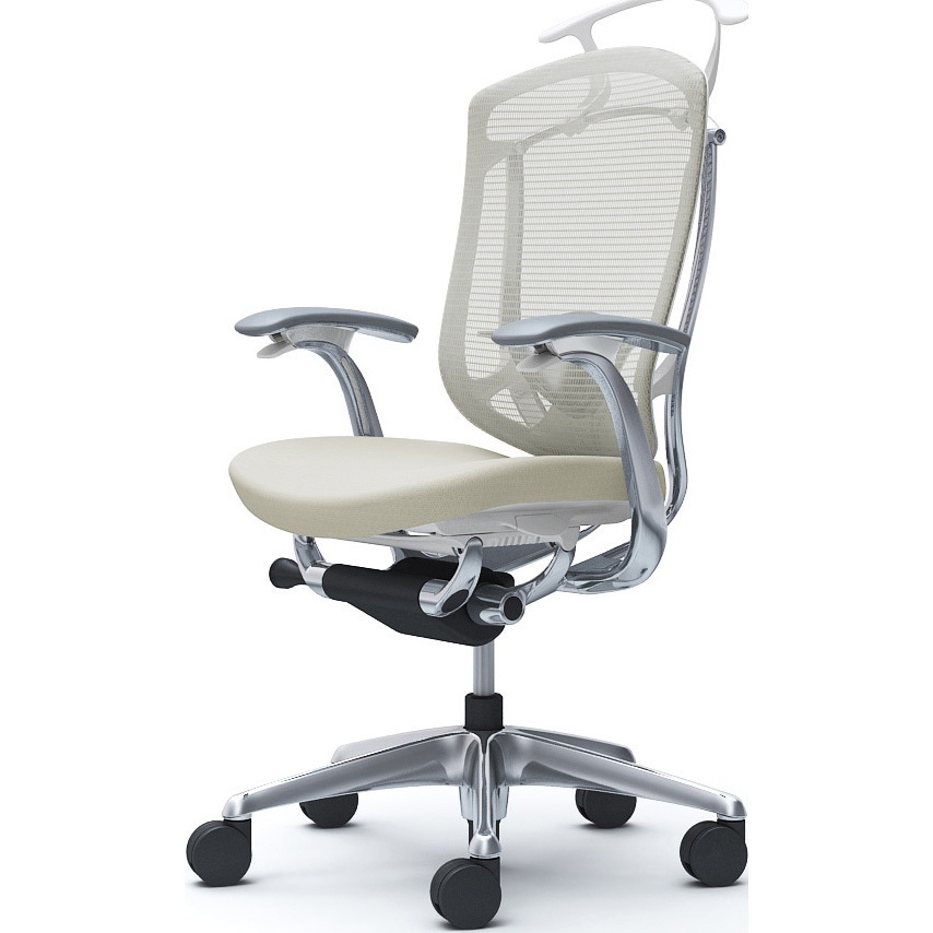 CC44XZ FPC2 コンテッサセコンダ、固定肘、ハイバック、座クッション、ハンガー付、ランバー付、ホワイトB、ポリッシュ、脚ポリッシュ、ウレタン 1脚 オカムラ(岡村製作所) 【通販モノタロウ】