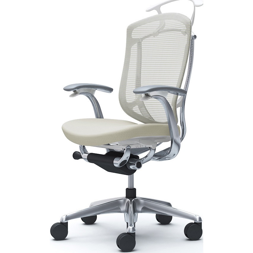 CC44BW FPC2 コンテッサセコンダ，固定肘，座クッション，ハイバック5本脚，ポリッシュ，ホワイト，ランバー無ハンガー付 1脚 オカムラ(岡村製作所) 【通販モノタロウ】