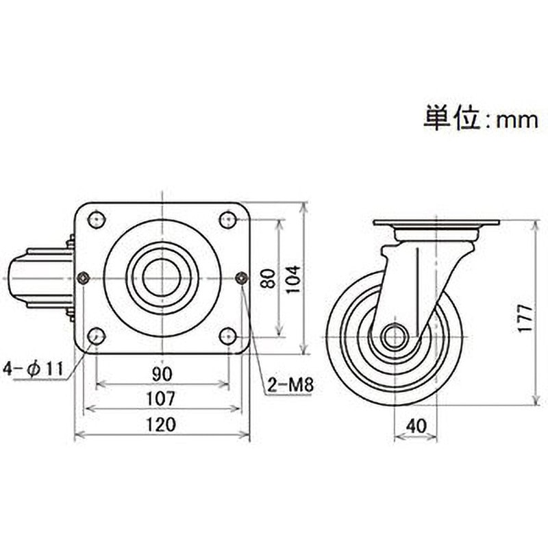 YJ-130 金属製キャスター(イレクター・一般兼用タイプ) 矢崎化工