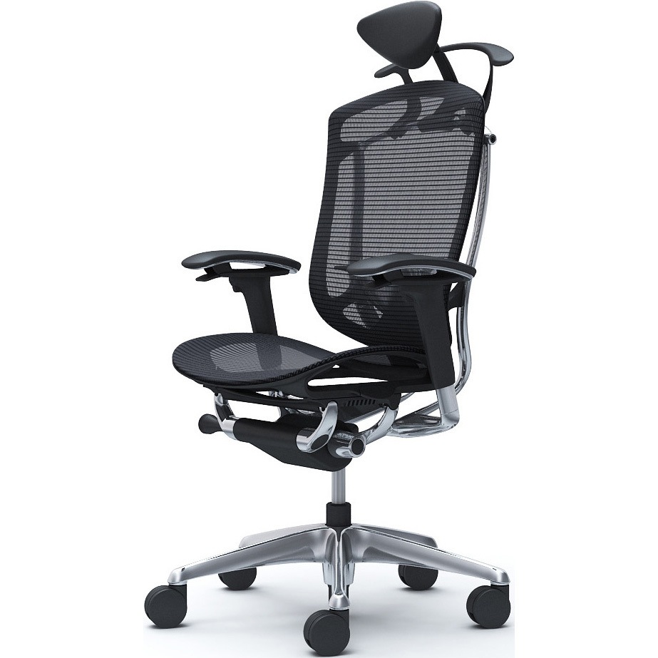 CC8BXS FPG1 コンテッサセコンダ、可動肘、可動ヘッド、座メッシュ、ハンガー付、ランバー付、ブラックB、ポリッシュ、脚ポリッシュ、ウレタン 1脚 オカムラ(岡村製作所) 【通販モノタロウ】