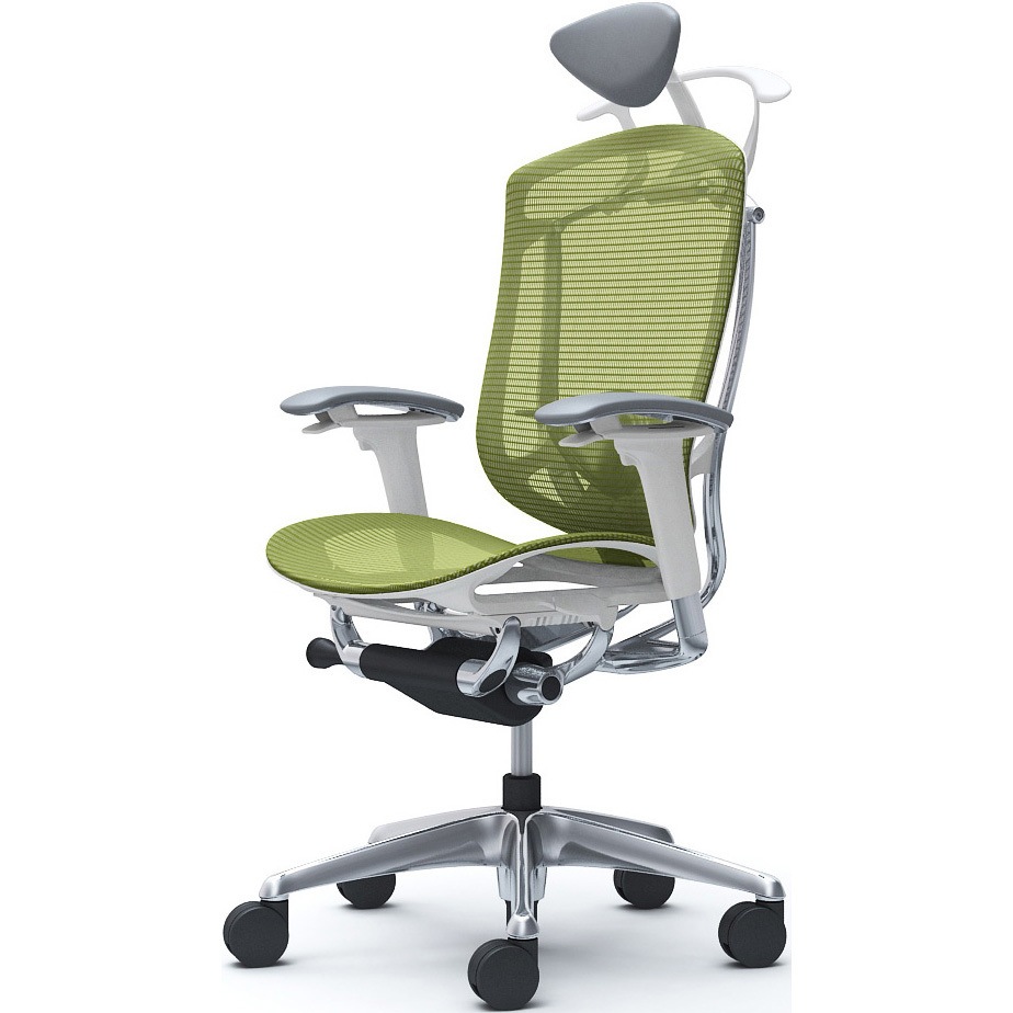 CC8BXZ FPG5 コンテッサセコンダ、可動肘、可動ヘッド、座メッシュ、ハンガー付、ランバー付、ホワイトB、ポリッシュ、脚ポリッシュ、ウレタン 1脚 オカムラ(岡村製作所) 【通販モノタロウ】