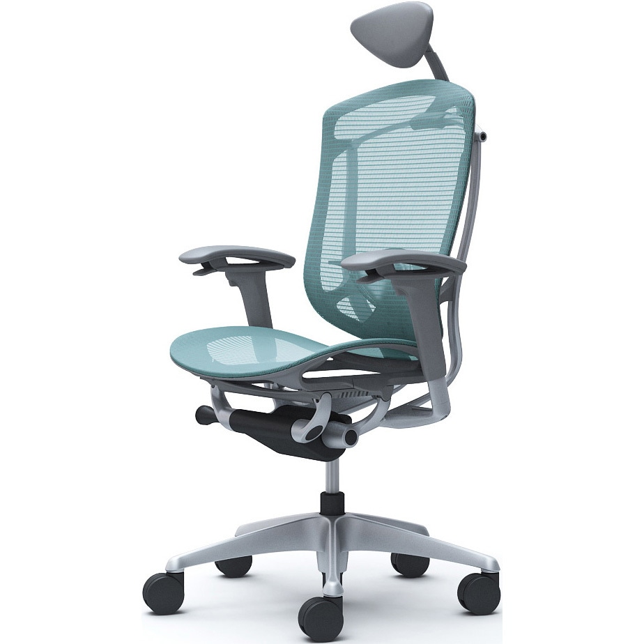 CC8AYE FPG6 コンテッサセコンダ、可動肘、可動ヘッド、座メッシュ、ハンガー無、ランバー付、グレーB、シルバー、脚シルバー、ウレタン 1脚 オカムラ(岡村製作所) 【通販モノタロウ】