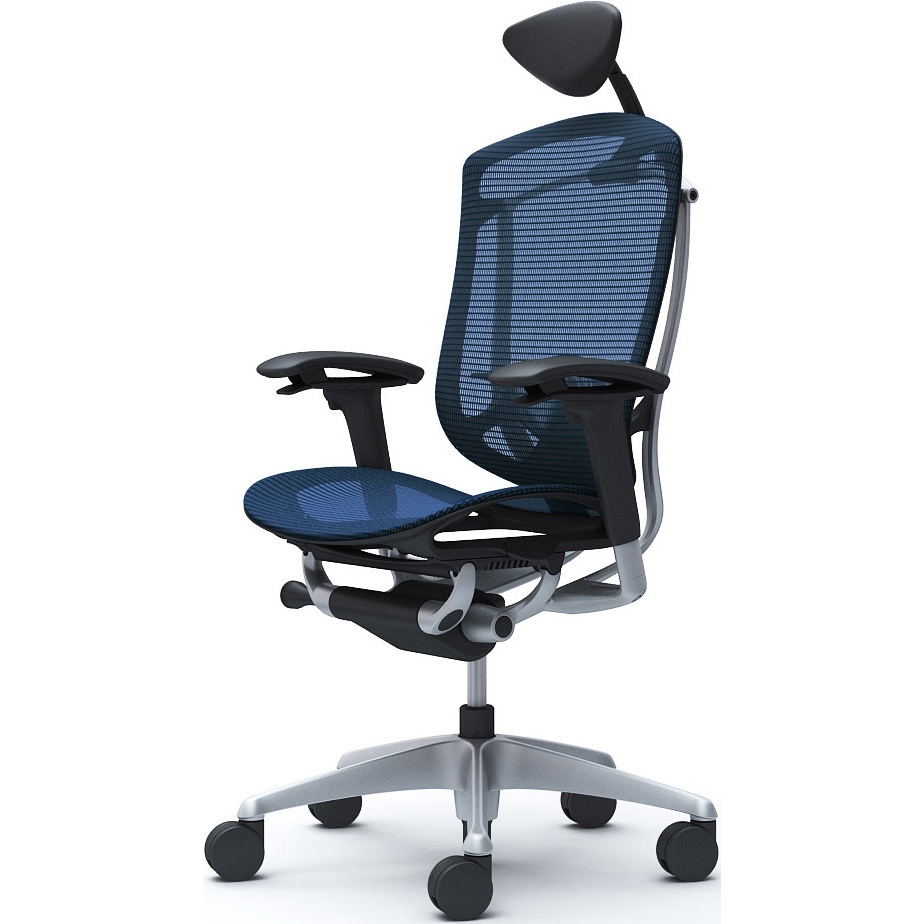 CC8AYS FPG4 コンテッサセコンダ、可動肘、可動ヘッド、座メッシュ、ハンガー無、ランバー付、ブラックB、シルバー、脚シルバー、ウレタン 1脚 オカムラ(岡村製作所) 【通販モノタロウ】