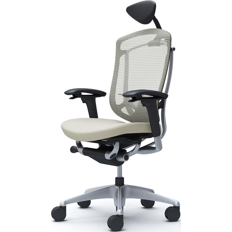 CC8CYS FPC2 コンテッサセコンダ、可動肘、可動ヘッド、座クッション、ハンガー無、ランバー付、ブラックB、シルバー、脚シルバー、ウレタン 1脚 オカムラ(岡村製作所) 【通販モノタロウ】