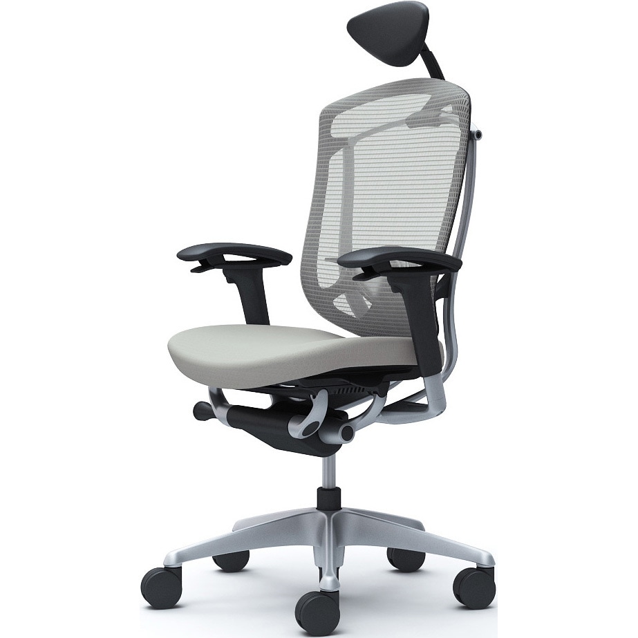 CC8CYS FPC3 コンテッサセコンダ、可動肘、可動ヘッド、座クッション、ハンガー無、ランバー付、ブラックB、シルバー、脚シルバー、ウレタン 1脚 オカムラ(岡村製作所) 【通販モノタロウ】