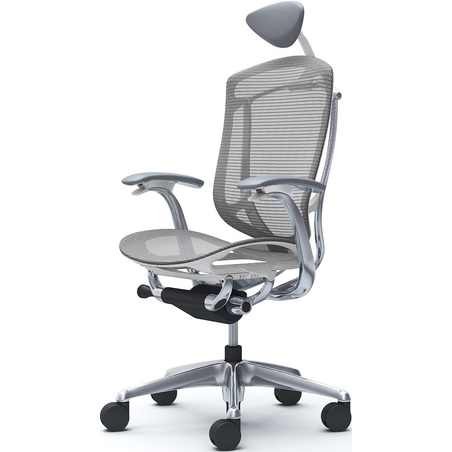 CC4ABW FPH2 コンテッサセコンダ，固定肘，座メッシュ，小型ヘッド5本脚，ポリッシュ，ホワイト，ランバー無ハンガー無 1脚 オカムラ(岡村製作所) 【通販モノタロウ】 104,390円