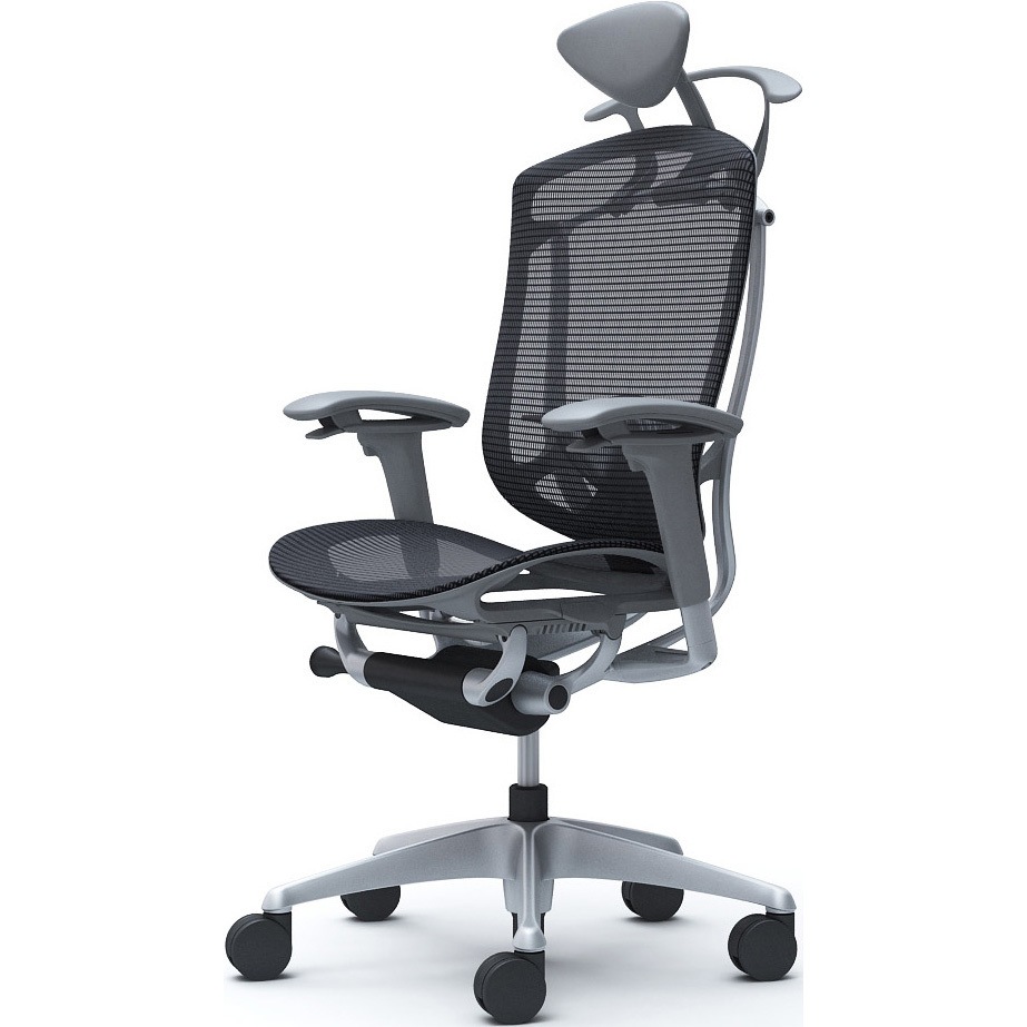 CC8BYE FPG1 コンテッサセコンダ、可動肘、可動ヘッド、座メッシュ、ハンガー付、ランバー付、グレーB、シルバー、脚シルバー、ウレタン 1脚 オカムラ(岡村製作所) 【通販モノタロウ】