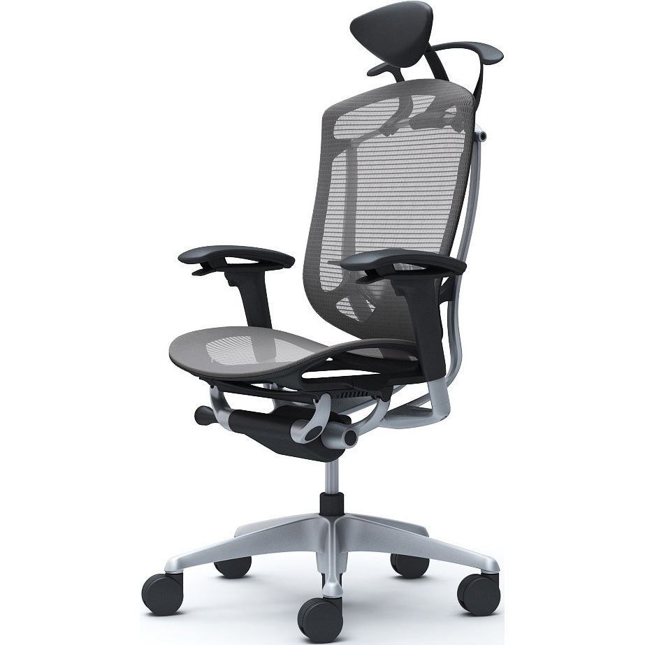 CC8BYS FPH2 コンテッサセコンダ、可動肘、可動ヘッド、座メッシュ、ハンガー付、ランバー付、ブラックB、シルバー、脚シルバー、ウレタン 1脚 オカムラ(岡村製作所) 【通販モノタロウ】