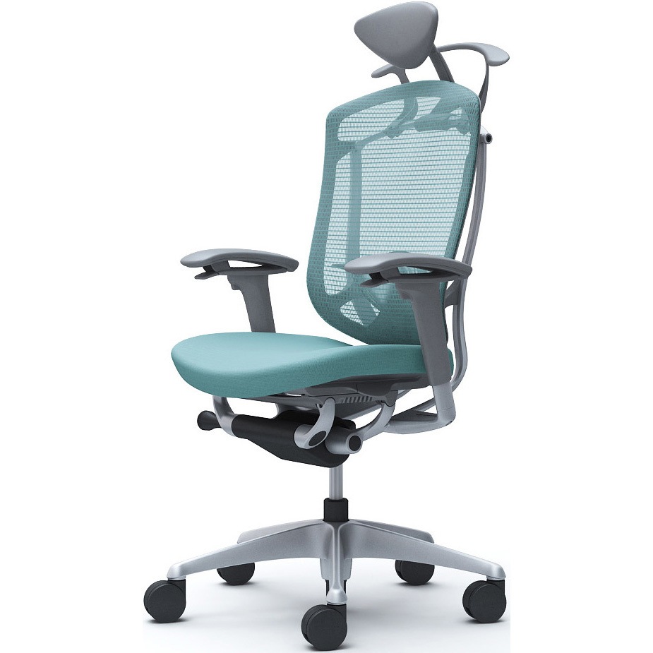 CC8DYE FPC6 コンテッサセコンダ、可動肘、可動ヘッド、座クッション、ハンガー付、ランバー付、グレーB、シルバー、脚シルバー、ウレタン 1脚 オカムラ(岡村製作所) 【通販モノタロウ】