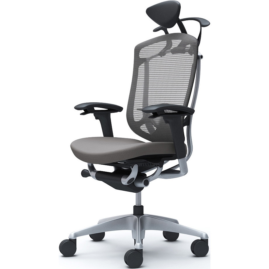 CC8DYS FPD2 コンテッサセコンダ、可動肘、可動ヘッド、座クッション、ハンガー付、ランバー付、ブラックB、シルバー、脚シルバー、ウレタン 1脚 オカムラ(岡村製作所) 【通販モノタロウ】