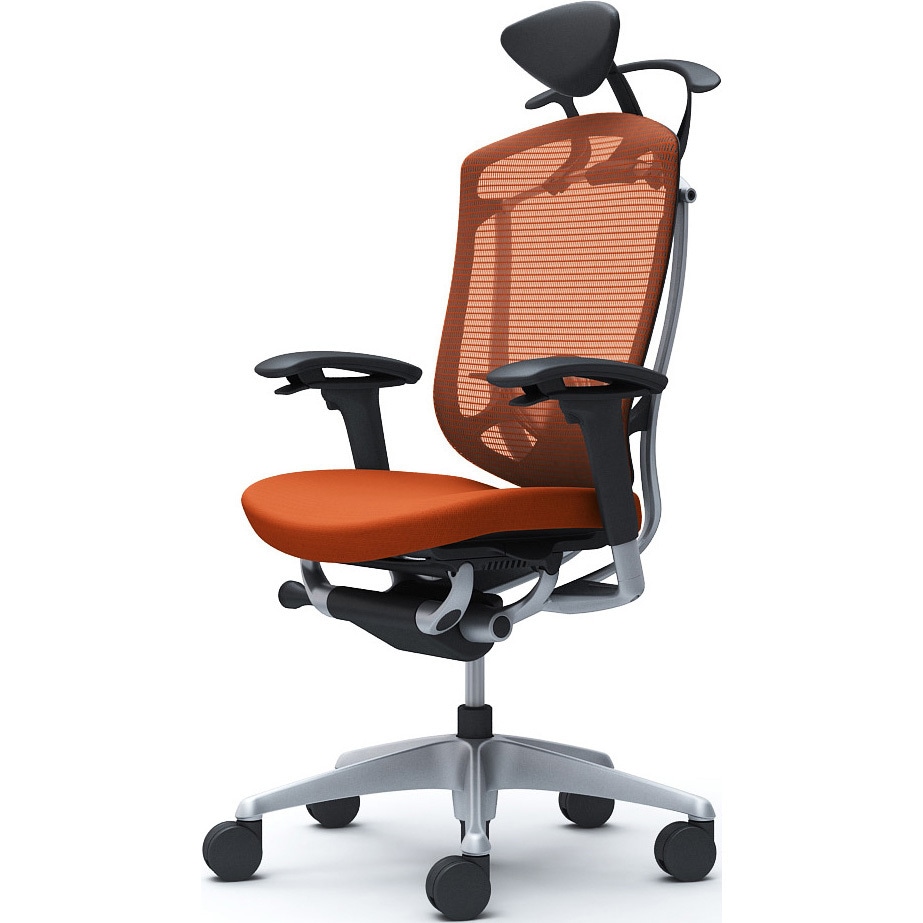 CC8DYS FPD8 コンテッサセコンダ、可動肘、可動ヘッド、座クッション、ハンガー付、ランバー付、ブラックB、シルバー、脚シルバー、ウレタン 1脚 オカムラ(岡村製作所) 【通販モノタロウ】