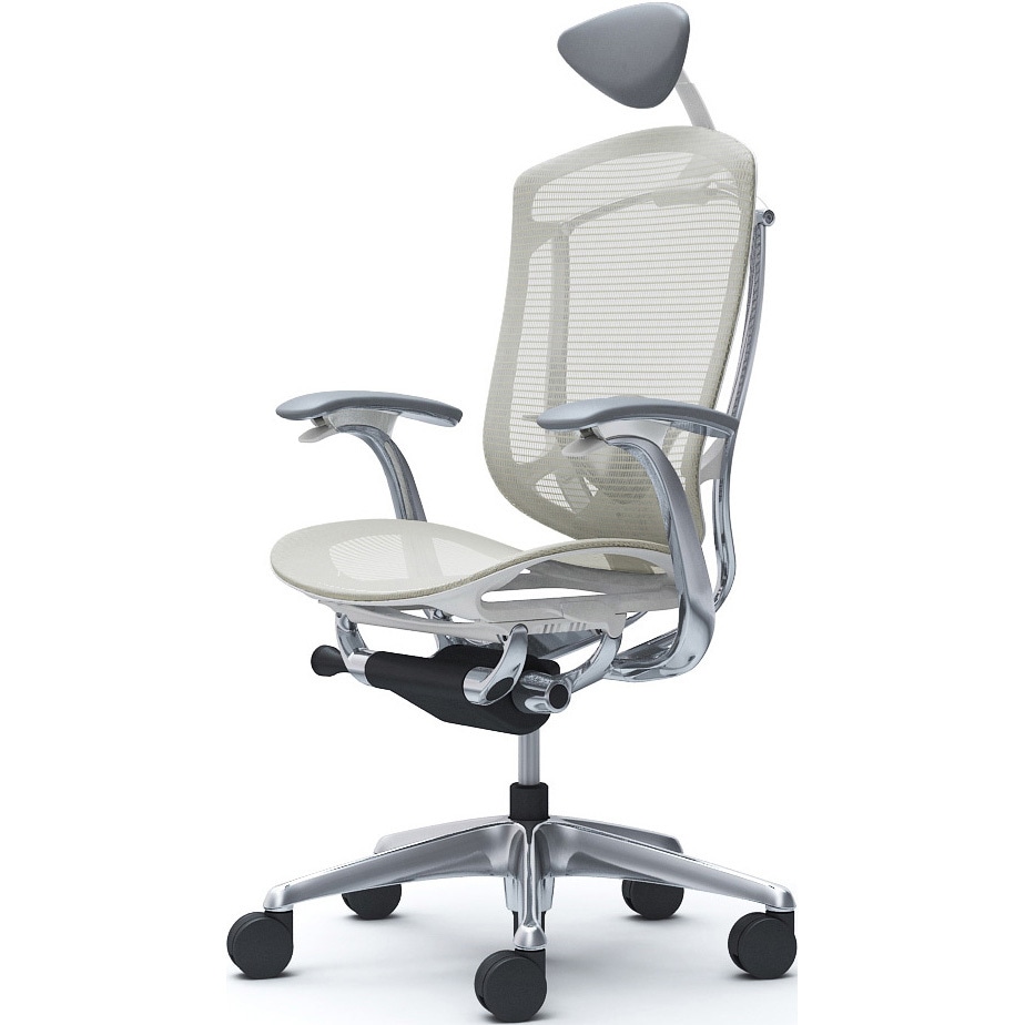 CC4ABZ FPG2 コンテッサセコンダ，固定肘，座メッシュ，小型ヘッド5本脚，ポリッシュ，ホワイト，ランバー付ハンガー無 1脚 オカムラ(岡村製作所) 【通販モノタロウ】 109,890円