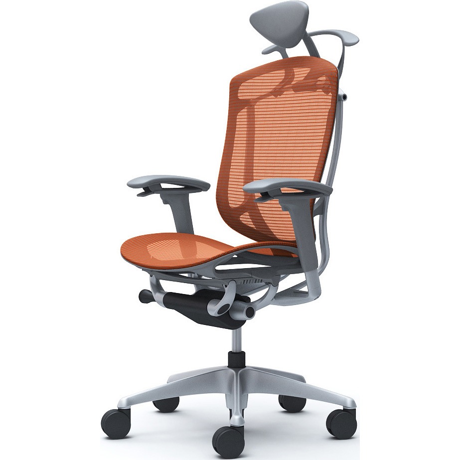 CC8BYA FPH8 コンテッサセコンダ、可動肘、可動ヘッド、座メッシュ、ハンガー付、ランバー無、グレーB、シルバー、脚シルバー、ウレタン 1脚 オカムラ(岡村製作所) 【通販モノタロウ】